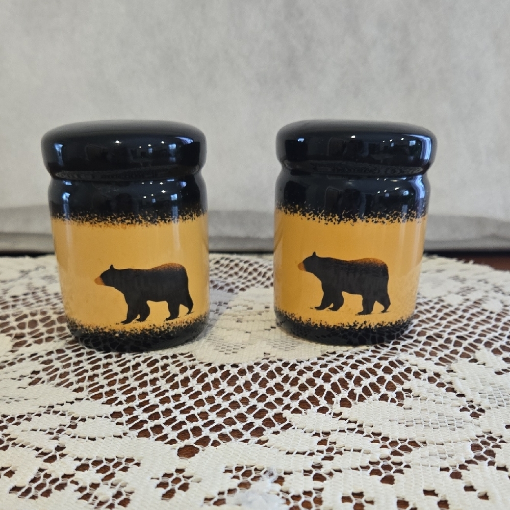Rustic Black and Tan Bear Serveware Jars